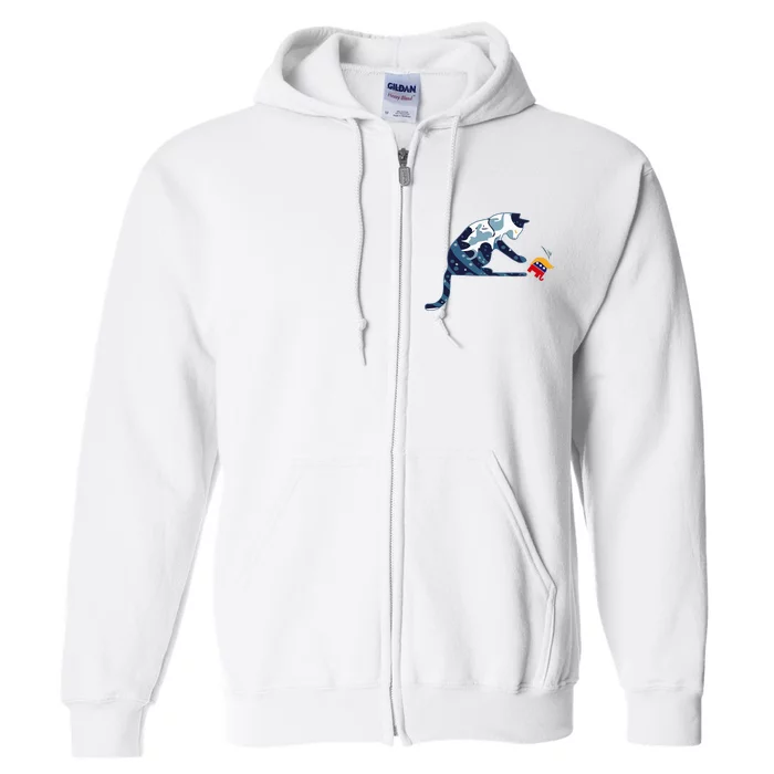 Cat Lovers Kamala Harris Blue Cat Full Zip Hoodie