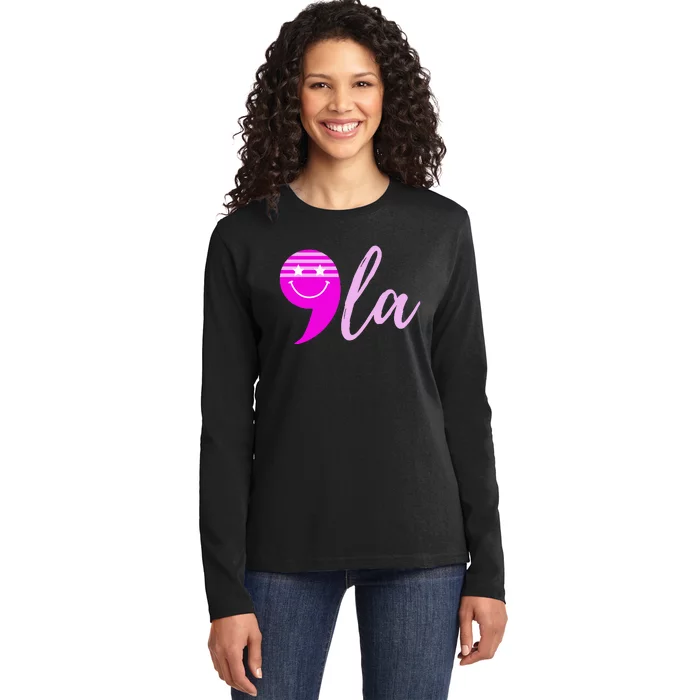 Comma La Kamala Harris Punctuation 47th President Vote Ladies Long Sleeve Shirt