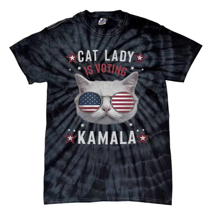 Cat Lady Kamala Harris For President 2024 Tie-Dye T-Shirt