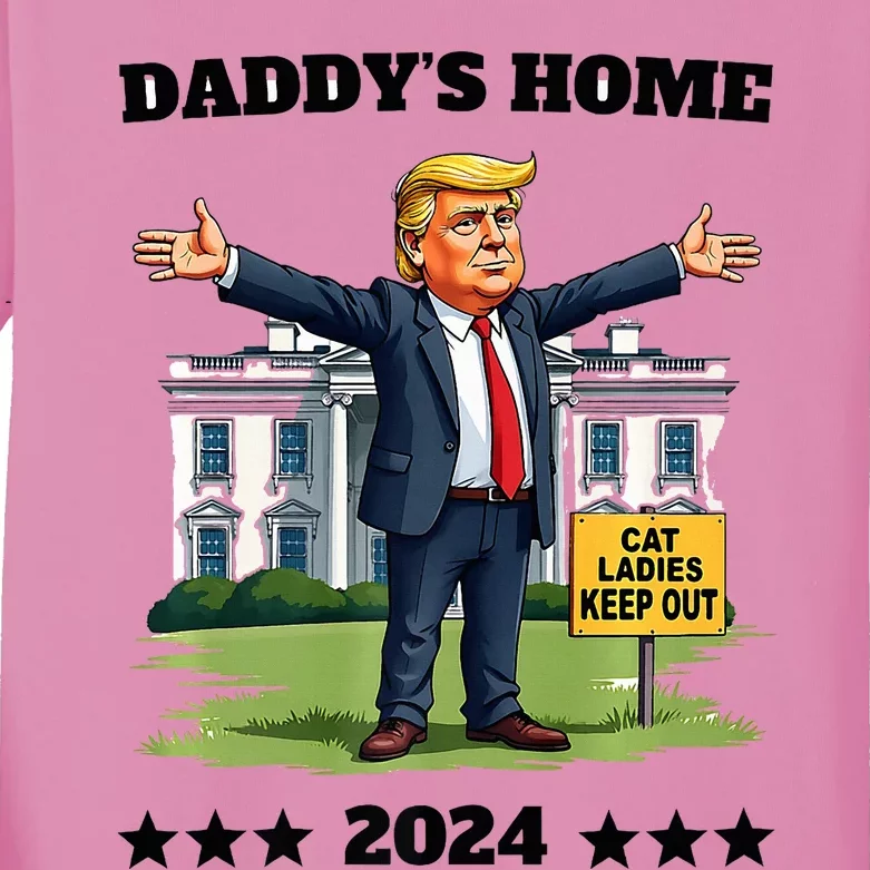 Cat Ladies Keep Out DaddyS Home Funny Trump President Kids Long Sleeve Shirt