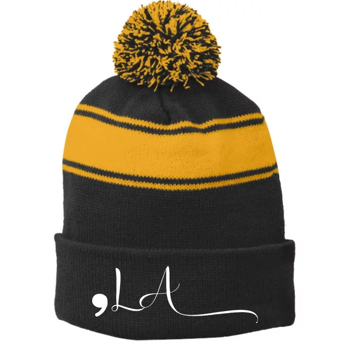 Comma La Kamala Harris Stripe Pom Pom Beanie