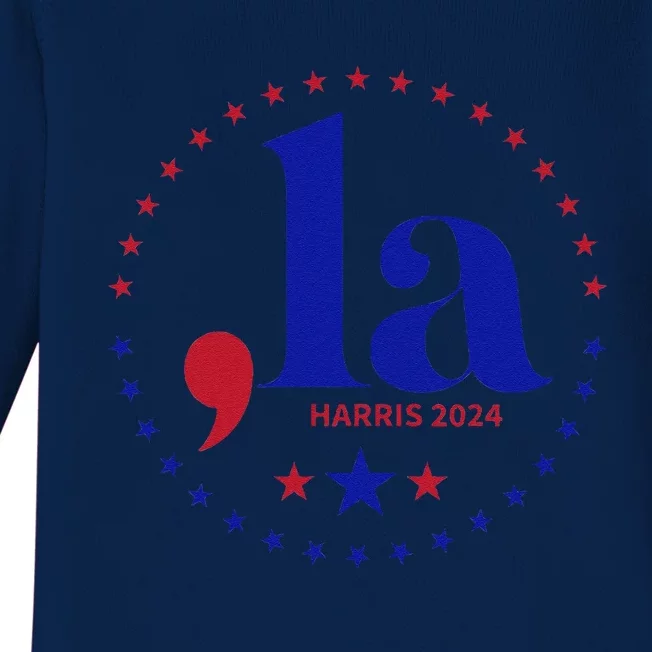 Comma La Kamala Harris For President 2024 Funny Kamala Us Gift Baby Long Sleeve Bodysuit