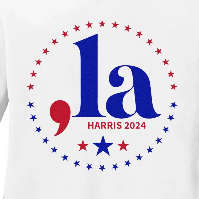 Comma La Kamala Harris For President 2024 Funny Kamala Us Gift Ladies Long Sleeve Shirt