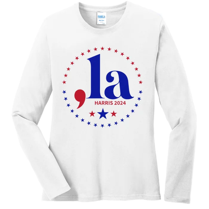 Comma La Kamala Harris For President 2024 Funny Kamala Us Gift Ladies Long Sleeve Shirt