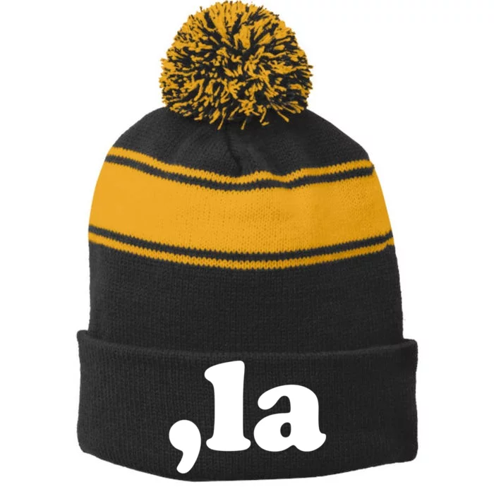 Comma La Kamala Harris Stripe Pom Pom Beanie