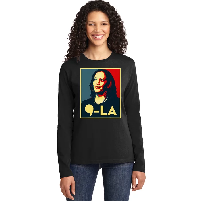 Comma La Kamala Harris 2024 Vote For 2024 President Ladies Long Sleeve Shirt