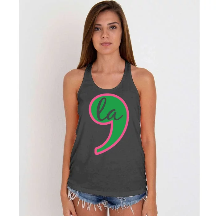 Comma La Kamala Harris Vote 2024 Women's Knotted Racerback Tank