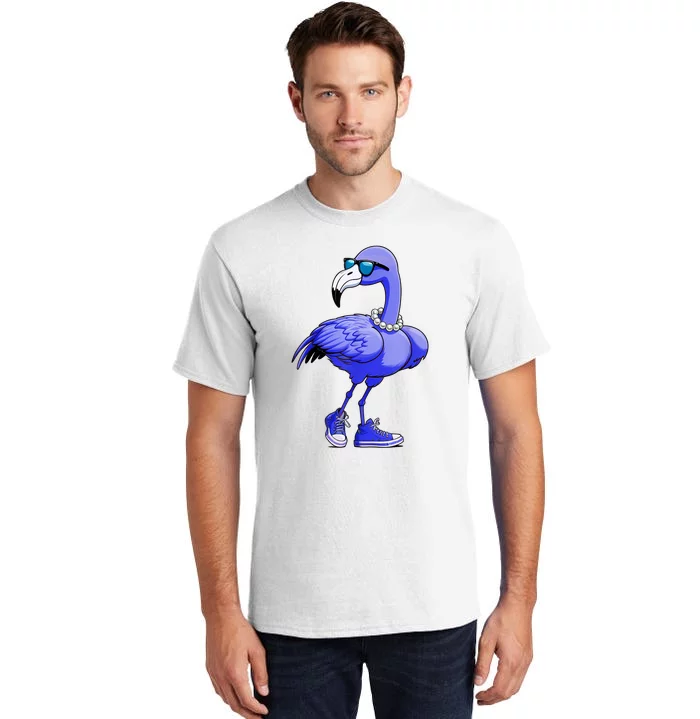 Comma La Kamala Harris 2024 Cute Blue Flamingo Pearls Gift Tall T-Shirt