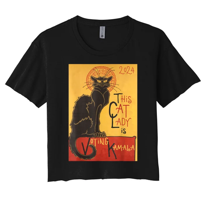 Cat Lady Kamala Le Chat Noir Funny Ballot Election Campaign Women's Crop Top Tee