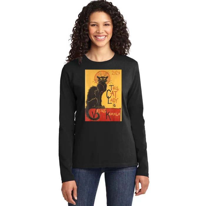 Cat Lady Kamala Le Chat Noir Funny Ballot Election Campaign Ladies Long Sleeve Shirt