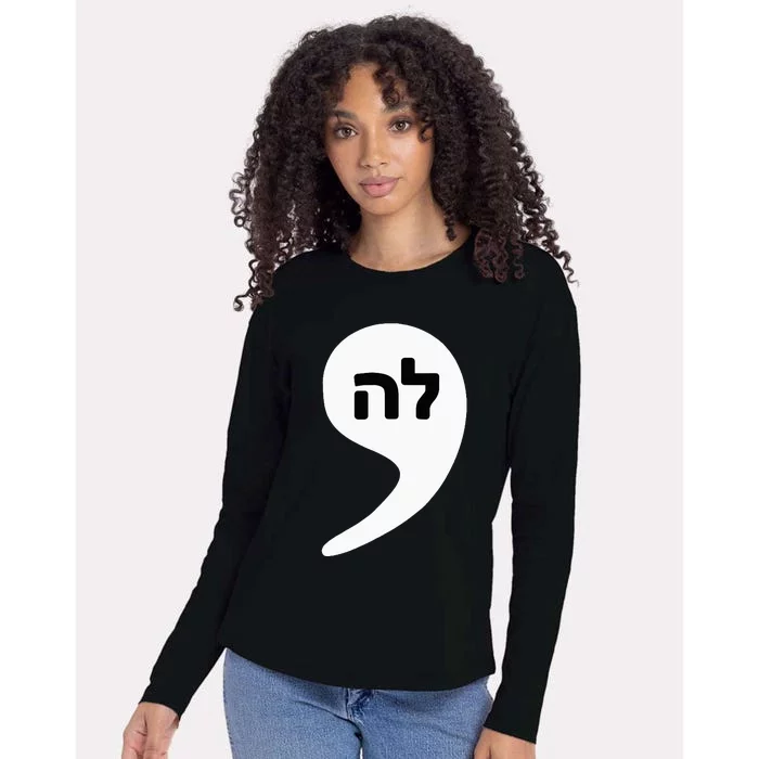 Comma La Kamala Hebrew Alphabet Cute Womens Cotton Relaxed Long Sleeve T-Shirt