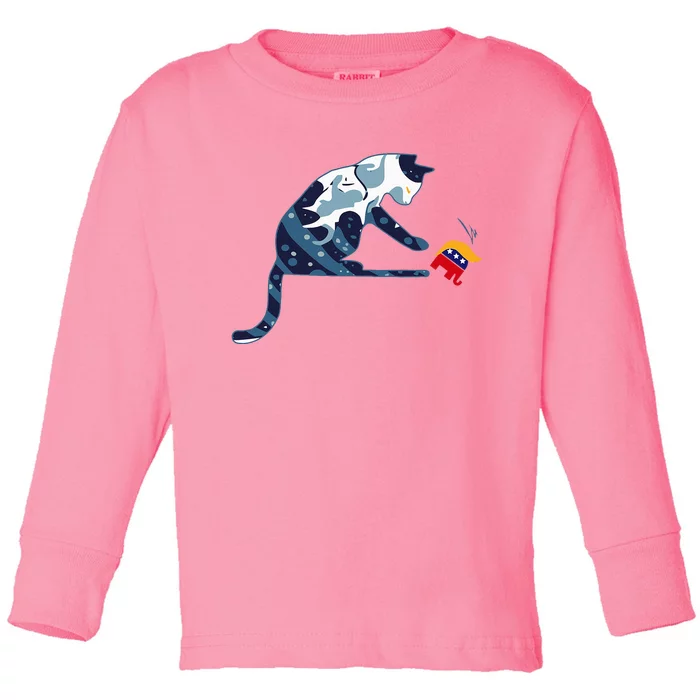 Cat Lovers Kamala Harris Blue Cat Sarcastic Toddler Long Sleeve Shirt