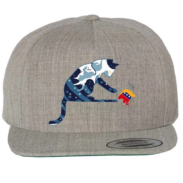 Cat Lovers Kamala Harris Blue Cat Sarcastic Wool Snapback Cap