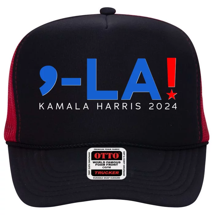 Comma La Kamala Harris 2024 High Crown Mesh Trucker Hat