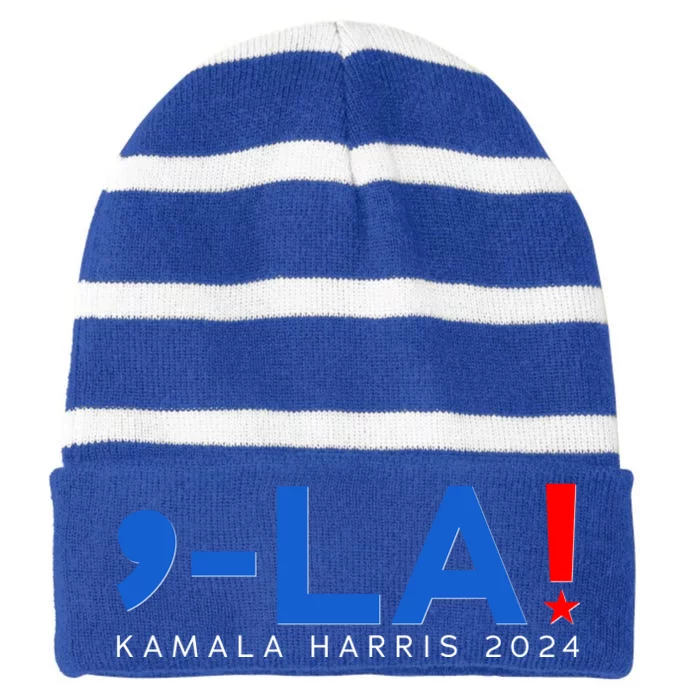 Comma La Kamala Harris 2024 Striped Beanie with Solid Band