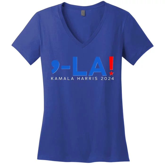 Comma La Kamala Harris 2024 Women's V-Neck T-Shirt