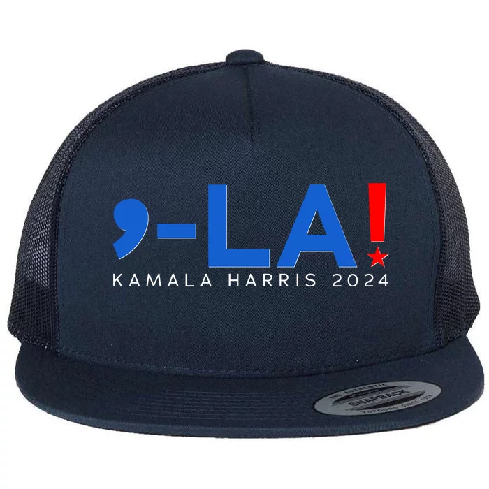 Comma La Kamala Harris 2024 Flat Bill Trucker Hat