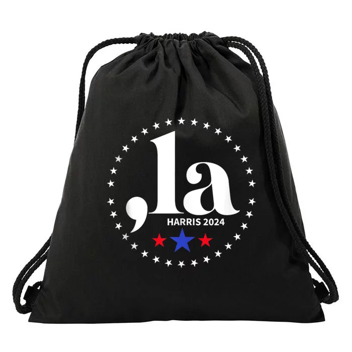 Comma La Kamala Harris For President 2024 Funny Kamala Us Drawstring Bag