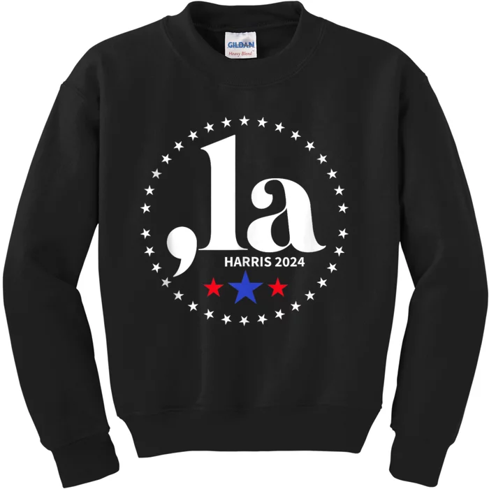 Comma La Kamala Harris For President 2024 Funny Kamala Us Kids Sweatshirt