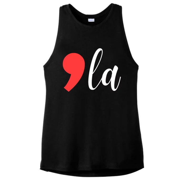 Comma La Kamala Harris Mispronunciation Joke Funny Gift Ladies Tri-Blend Wicking Tank