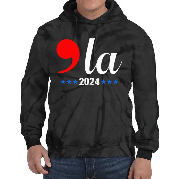 Comma + La Kamala Harris For President 2024 Tie Dye Hoodie