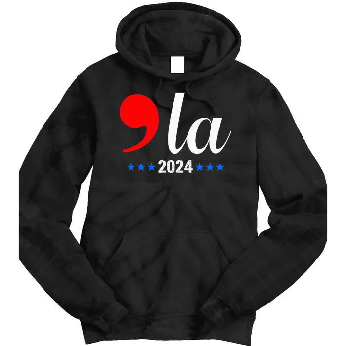 Comma + La Kamala Harris For President 2024 Tie Dye Hoodie