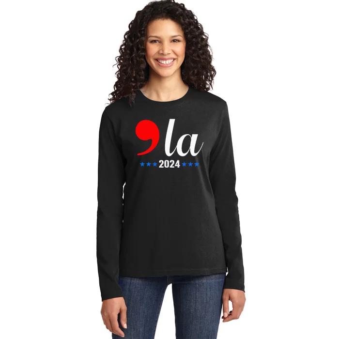 Comma + La Kamala Harris For President 2024 Ladies Long Sleeve Shirt