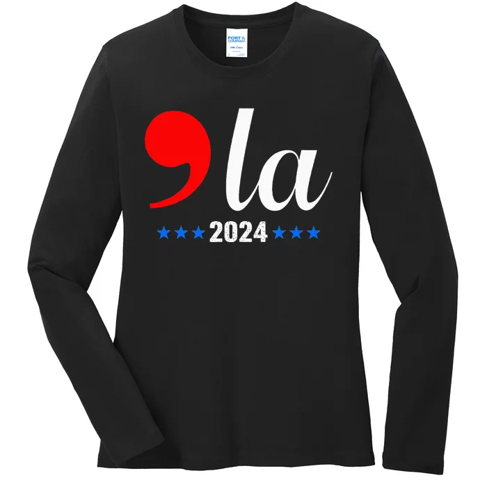 Comma + La Kamala Harris For President 2024 Ladies Long Sleeve Shirt