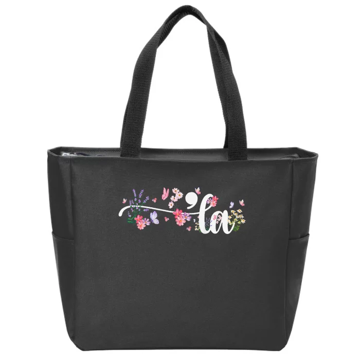 Comma La Kamala Harris Vintage Floral Feminine President Gift Zip Tote Bag