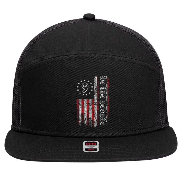 Comma La Kamala Harris 2024 We The People Us Flag 7 Panel Mesh Trucker Snapback Hat