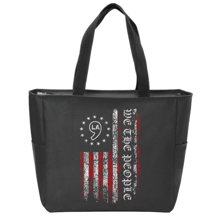 Comma La Kamala Harris 2024 We The People Us Flag Zip Tote Bag