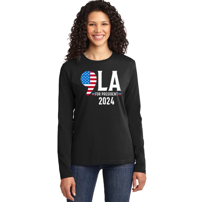 Comma La Kamala Harris 2024 For President Democratic Party Ladies Long Sleeve Shirt