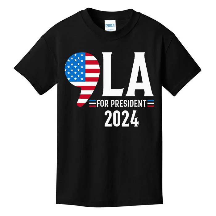 Comma La Kamala Harris 2024 For President Democratic Party Kids T-Shirt