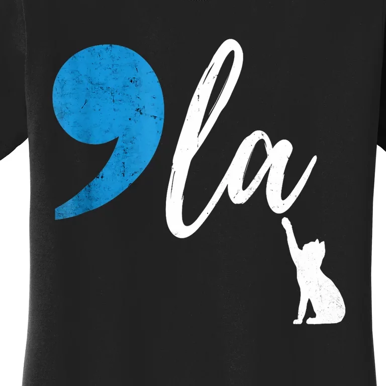 Comma +  La Kamala Harris Vote For Childless Cat Ladies Women's T-Shirt