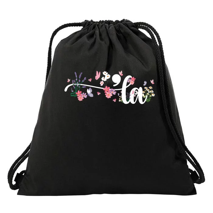 Comma La Kamala Harris Vintage Floral Feminine President Drawstring Bag