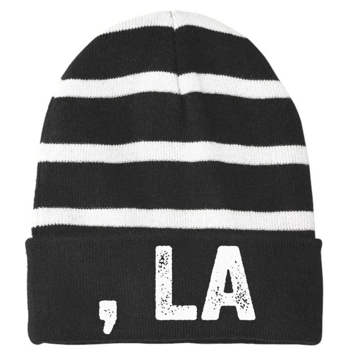 Comma La Kamala Harris Joe Biden 2024 Striped Beanie with Solid Band