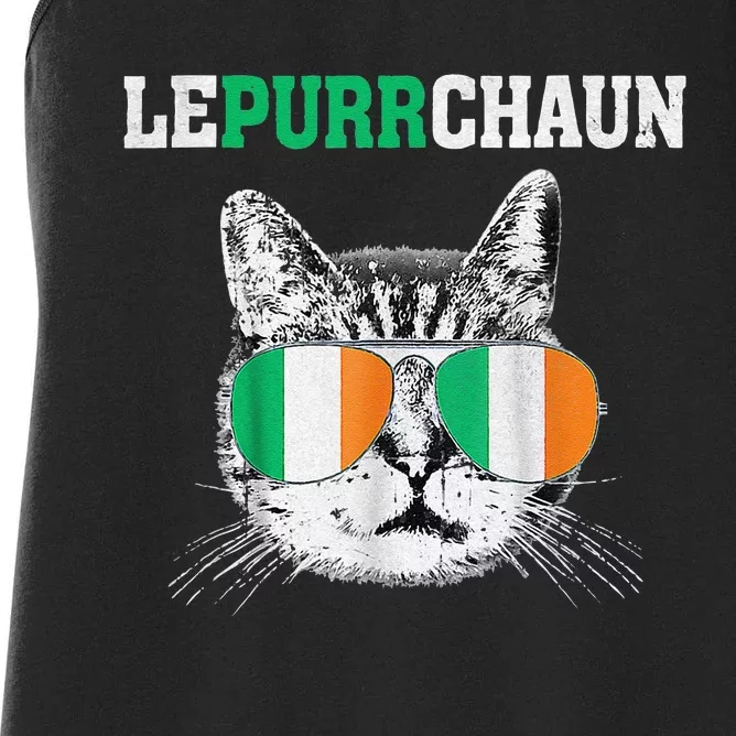 Cute Lepurrchaun Leprechaun Cat Lover Saint Patrick's Day Women's Racerback Tank