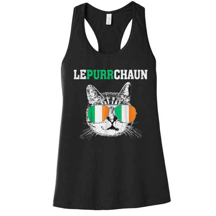 Cute Lepurrchaun Leprechaun Cat Lover Saint Patrick's Day Women's Racerback Tank