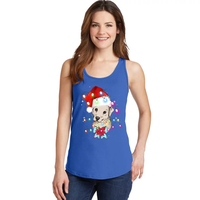 Christmas Lights Labrador Retriever Funny Xmas Cute Gift Ladies Essential Tank