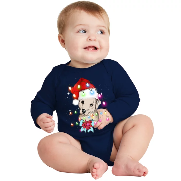 Christmas Lights Labrador Retriever Funny Xmas Cute Gift Baby Long Sleeve Bodysuit