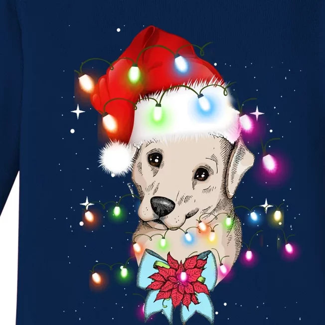 Christmas Lights Labrador Retriever Funny Xmas Cute Gift Baby Long Sleeve Bodysuit