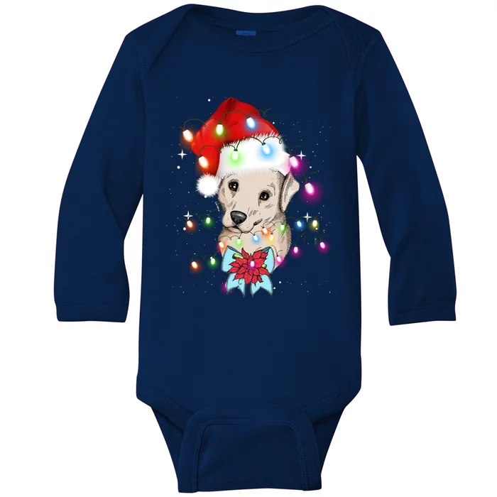 Christmas Lights Labrador Retriever Funny Xmas Cute Gift Baby Long Sleeve Bodysuit