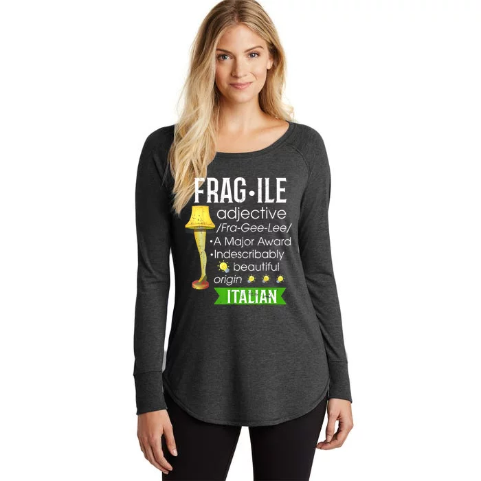 Christmas Leg Lamp Fragile Definition Funny Major Award Tee Women's Perfect Tri Tunic Long Sleeve Shirt