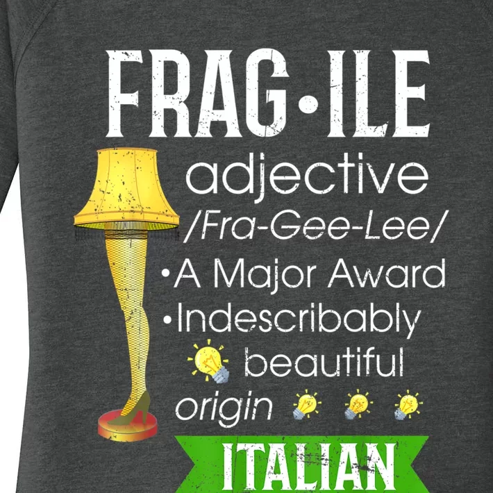 Christmas Leg Lamp Fragile Definition Funny Major Award Tee Women's Perfect Tri Tunic Long Sleeve Shirt