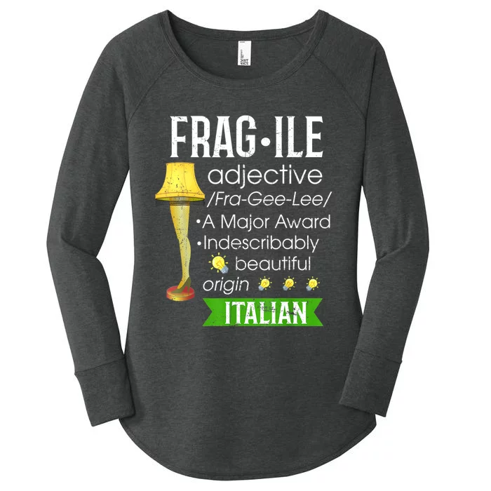 Christmas Leg Lamp Fragile Definition Funny Major Award Tee Women's Perfect Tri Tunic Long Sleeve Shirt