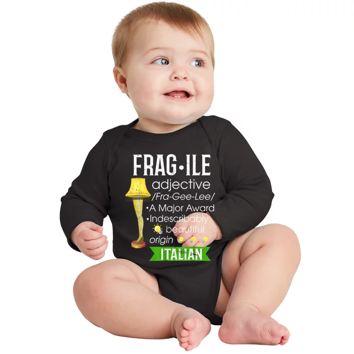 Christmas Leg Lamp Fragile Definition Funny Major Award Tee Baby Long Sleeve Bodysuit