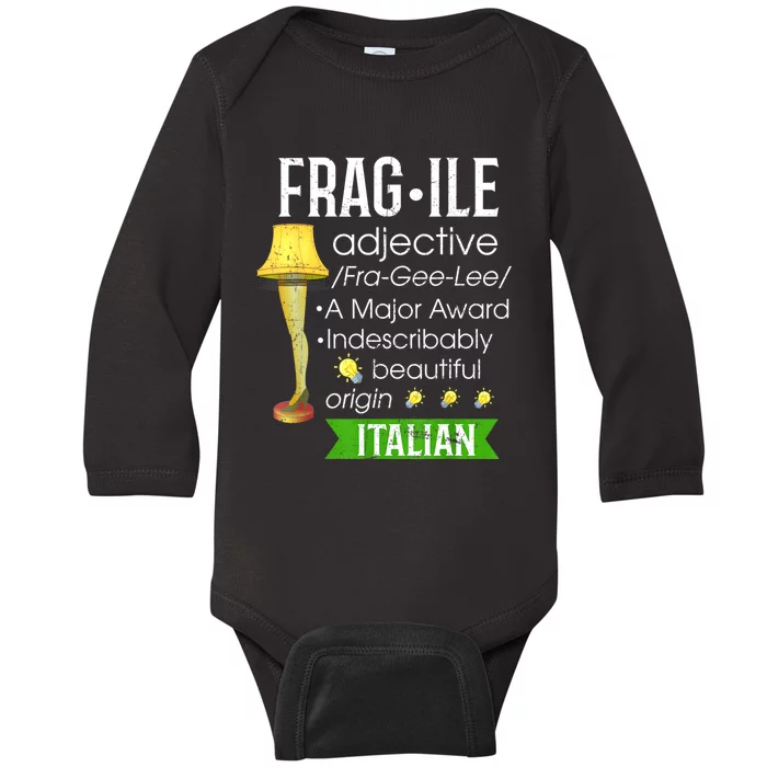 Christmas Leg Lamp Fragile Definition Funny Major Award Tee Baby Long Sleeve Bodysuit