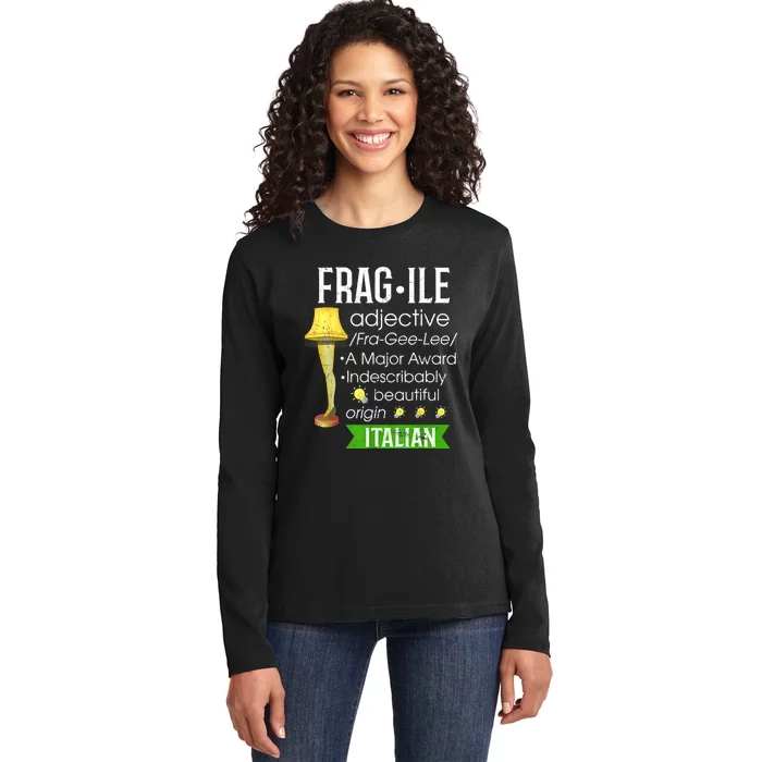 Christmas Leg Lamp Fragile Definition Funny Major Award Tee Ladies Long Sleeve Shirt