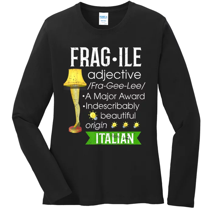 Christmas Leg Lamp Fragile Definition Funny Major Award Tee Ladies Long Sleeve Shirt