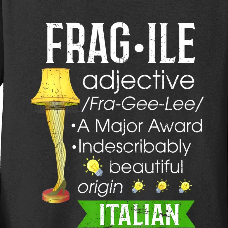 Christmas Leg Lamp Fragile Definition Funny Major Award Tee Kids Long Sleeve Shirt